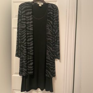 COPY - Black knit sleeveless dress with glittery jacket